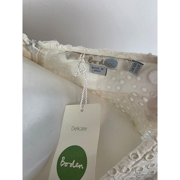 Boden NWT Eyelet Dress Ivory Cream Cotton Short Sleeve Party Casual Womens 12 - Picture 7 of 9